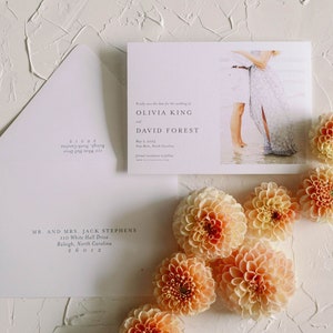 OLIVIA | Traditional Simple Save The Date with Photo