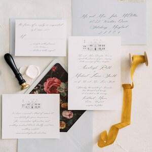 ANNALEIGH | Custom Venue Illustration 3 Piece Wedding Invitations, Elegant Style Wedding Invitation, Printed Wedding Invitations