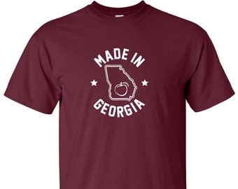 New "Made In Georgia" T-Shirt | Choose From Over 30 Shirt Colors & 15 Print Colors | Available in Sizes S-4XL | 6.0 oz, 100% Cotton