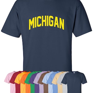 New &quot;Michigan&quot; T-Shirt | Choose From Over 30 Shirt Colors & 15 Print Colors | Available in Sizes S-4XL | 6.0 oz, 100% Cotton