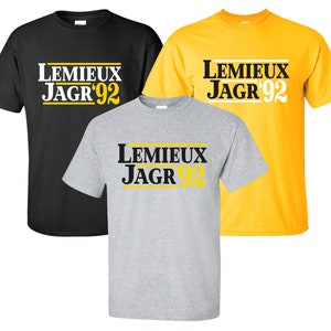 New &quot;Lemieux Jagr &#39;92&quot; T-Shirt | Available in Sizes S-4XL | Available in 3 Colors | 6.0 oz, 100% Cotton