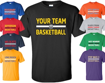 Basketball Team T-Shirt with YOUR CUSTOM TEXT | Available in Sizes S-4XL | Available in 30 Colors