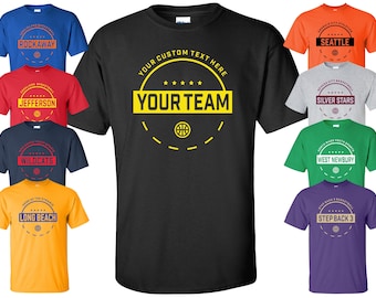 Basketball Team T-Shirt with YOUR CUSTOM TEXT | Available in 30 Colors | Sizes S-4XL