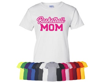 Custom "Basketball Mom" Ladies T-Shirt | Available in Sizes S-3XL | Available in 20 Shirt Colors | 6.0 oz, 100% Cotton