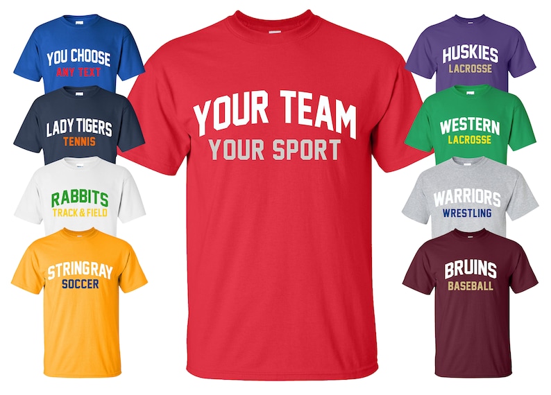 Sports Team Tshirt With Your Custom Text Available in Sizes Etsy
