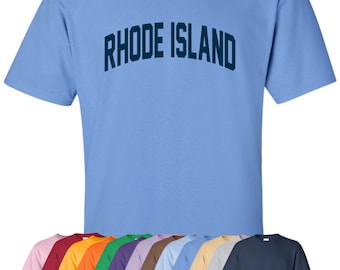 New "Rhode Island" T-Shirt | Choose From Over 30 Shirt Colors & 15 Print Colors | Available in Sizes S-4XL | 6.0 oz, 100% Cotton