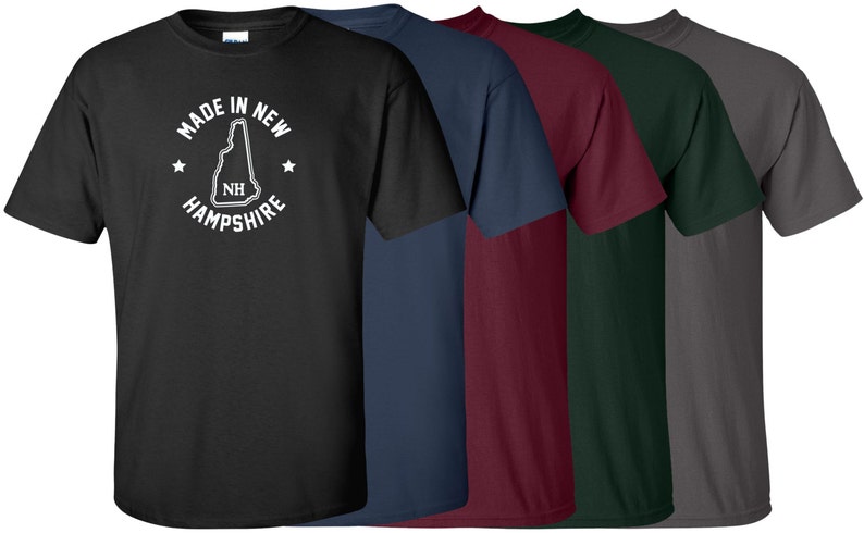New Made In New Hampshire T-Shirt Choose From Over 30 Shirt Colors & 15 Print Colors Available in Sizes S-4XL 6.0 oz, 100% Cotton image 2