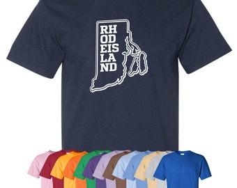New "Rhode Island" T-Shirt or Hoodie | Sizes S-4XL | Available in 3 Styles | 6.0 oz, 100% Cotton
