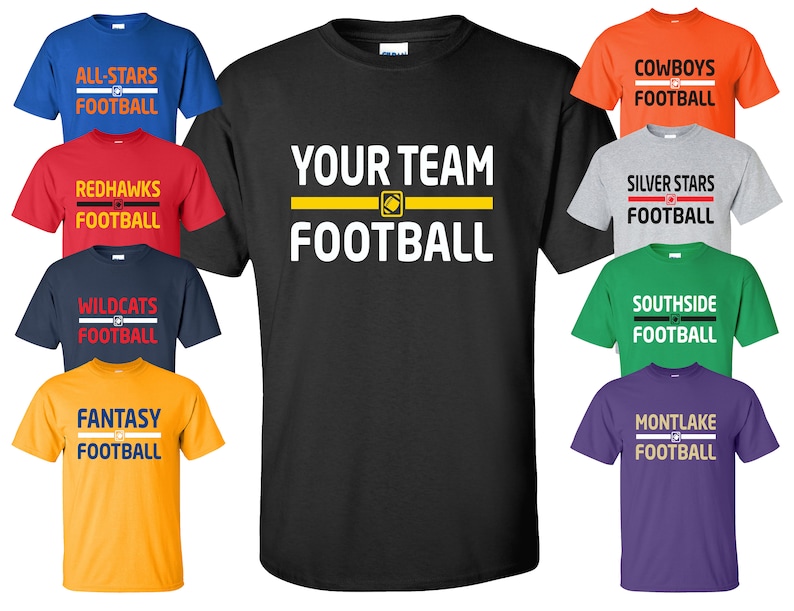 Football Team TShirt with YOUR CUSTOM TEXT Available in Etsy
