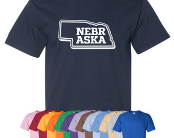 New "Nebraska" T-Shirt or Hoodie | Sizes S-4XL | Available in 3 Styles | 6.0 oz, 100% Cotton
