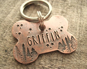 Hand Stamped Dog Bone Pet ID Tag - Personalized Pet/Dog Tag - Dog Collar Tag - Engraved Dog Tag - Handsatmped Pet Tag - Copper  Dog Tag