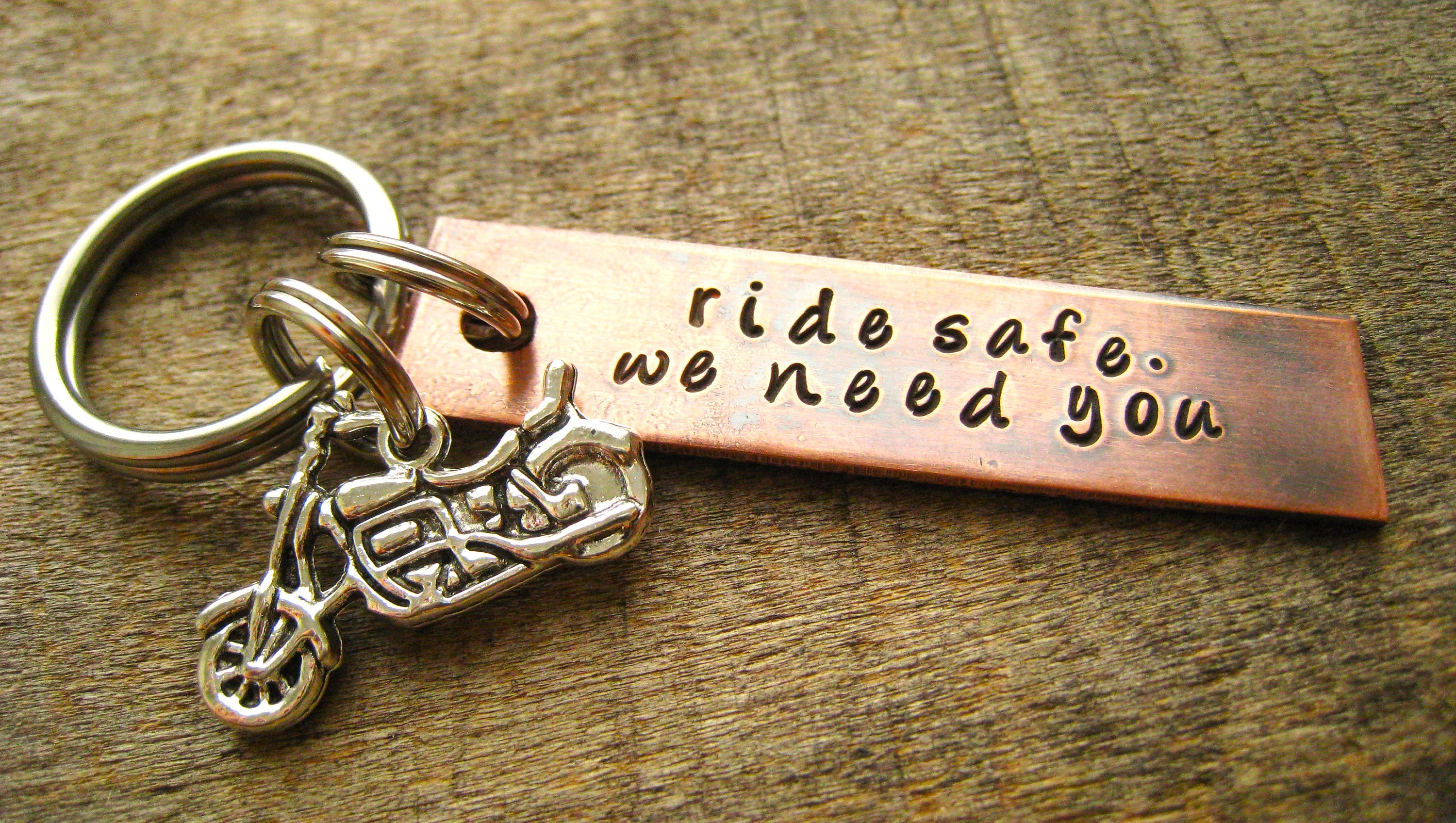 Ride Safe Customizable Hand Stamped Aluminum Rectangle Key Chain Best ...