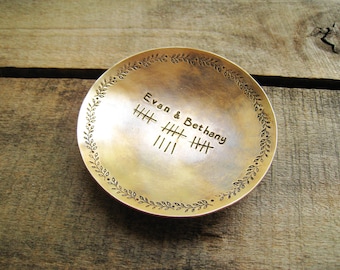 Bronze Anniversary Jewelry Dish, 19th Anniversary Gift for her, Personalized Ring Dish, 19th Anniversary Gift, 8th Bronze Anniversary Gift