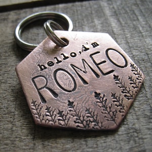 Dog Tag - Hand Stamped Pet ID Tag - Personalized Pet  Tag - Dog Tags - Pet tag - Hand satmped Pet Tag - Copper  Dog Tag - Pet tags