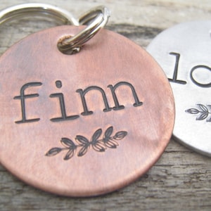 Hand Stamped Pet ID Tag - Personalized Pet/Dog Tag - Dog Collar Tag - Engraved Dog Tag - Handsatmped Pet Tag - Copper  Dog Tag