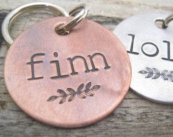 Hand Stamped Pet ID Tag - Personalized Pet/Dog Tag - Dog Collar Tag - Engraved Dog Tag - Handsatmped Pet Tag - Copper  Dog Tag