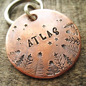 Hand Stamped Pet ID Tag - Personalized Dog Tag - Dog Collar Tag - Engraved Dog Tag - Handstamped Pet Tag - Copper  Dog Tag