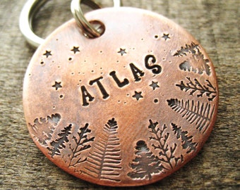 Hand Stamped Pet ID Tag - Personalized Dog Tag - Dog Collar Tag - Engraved Dog Tag - Handstamped Pet Tag - Copper  Dog Tag