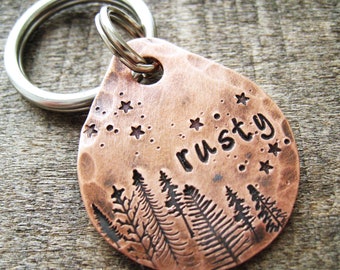 Hand Stamped Pet ID Tag - Personalized Pet/Dog Tag - Dog Collar Tag - Engraved Dog Tag - Handsatmped Pet Tag - Copper  Dog Tag