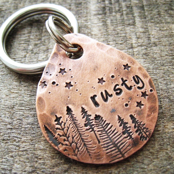 Hand Stamped Pet ID Tag - Personalized Pet/Dog Tag - Dog Collar Tag - Engraved Dog Tag - Handsatmped Pet Tag - Copper  Dog Tag