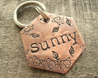 Dog Tag - Custom Pet Tag - Dog Tags - Pet Tag for Dogs - Personalized Dog Tag - Flower Tag for Dogs