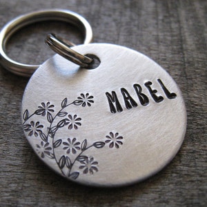 Flower ID tag, dog tag, pet tags, dog tag for dog, flower pet tag, custom dog tag, pet name tag