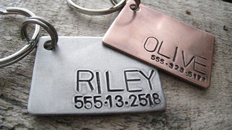 Custom Pet ID Tag Personalized Pet/Dog Tag Dog Collar Tag Engraved Dog Tag Handstamped Pet Tag Copper Dog Tag image 1