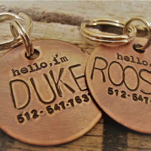 Dog Tag - Hand Stamped Pet ID Tag - Personalized Pet  Tag - Dog Tags - Pet tag - Hand satmped Pet Tag - Copper  Dog Tag - Pet tags