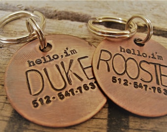 Dog Tag - Hand Stamped Pet ID Tag - Personalized Pet  Tag - Dog Tags - Pet tag - Hand satmped Pet Tag - Copper  Dog Tag - Pet tags