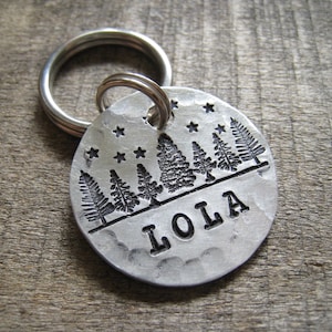 Tree Dog Tag, Pet ID Tag, Dog tag, Personalized Dog Tag,  Hand stamped pet tag,  Pet tag, Outdoor dog tag, Custom name tag