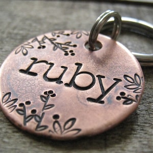 Hand Stamped Pet ID Tag - Personalized Pet/Dog Tag - Dog Collar Tag - Engraved Dog Tag - Handsatmped Pet Tag - Copper  Dog Tag