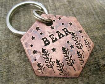 Hand Stamped Pet ID Tag - Personalized Pet/Dog Tag - Dog Collar Tag - Engraved Dog Tag - Handsatmped Pet Tag - Copper  Dog Tag