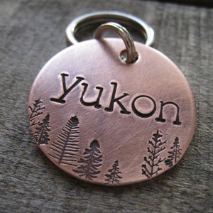 Pet ID Tag - Dog Identification Tag - Nature Dog Tag - Hand Stamped Pet Tag - Tree