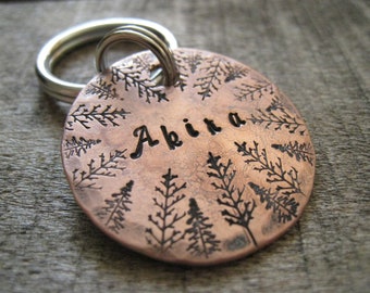 Pet Dog Tag, Custom Pet Tag, Dog ID Tag, Handstamped Dog ID, Dog Name Tag, Puppy Tag, Tree Pet Tag