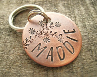 Metal Dog Tag, Circle dog tag, Custom Dog ID Tag, Stamped Dog Tag, Copper Aluminum  Dog Tag