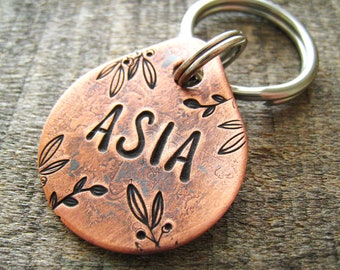 Hand Stamped Pet ID Tag - Personalized Pet/Dog Tag - Dog Collar Tag - Engraved Dog Tag - Handsatmped Pet Tag - Copper  Dog Tag