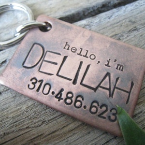 Hand Stamped Pet ID Tag - Personalized Pet - Dog Tag - Dog Collar Tag - Engraved Dog Tag - Hand stamped Pet Tag - Copper Dog Tag