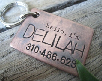 Hand Stamped Pet ID Tag - Personalized Pet/Dog Tag - Dog Collar Tag - Engraved Dog Tag - Handsatmped Pet Tag - Copper  Dog Tag