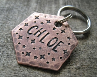 Hand Stamped Pet ID Tag - Personalized Pet/Dog Tag - Dog Collar Tag - Engraved Dog Tag - Handsatmped Pet Tag - Copper  Dog Tag