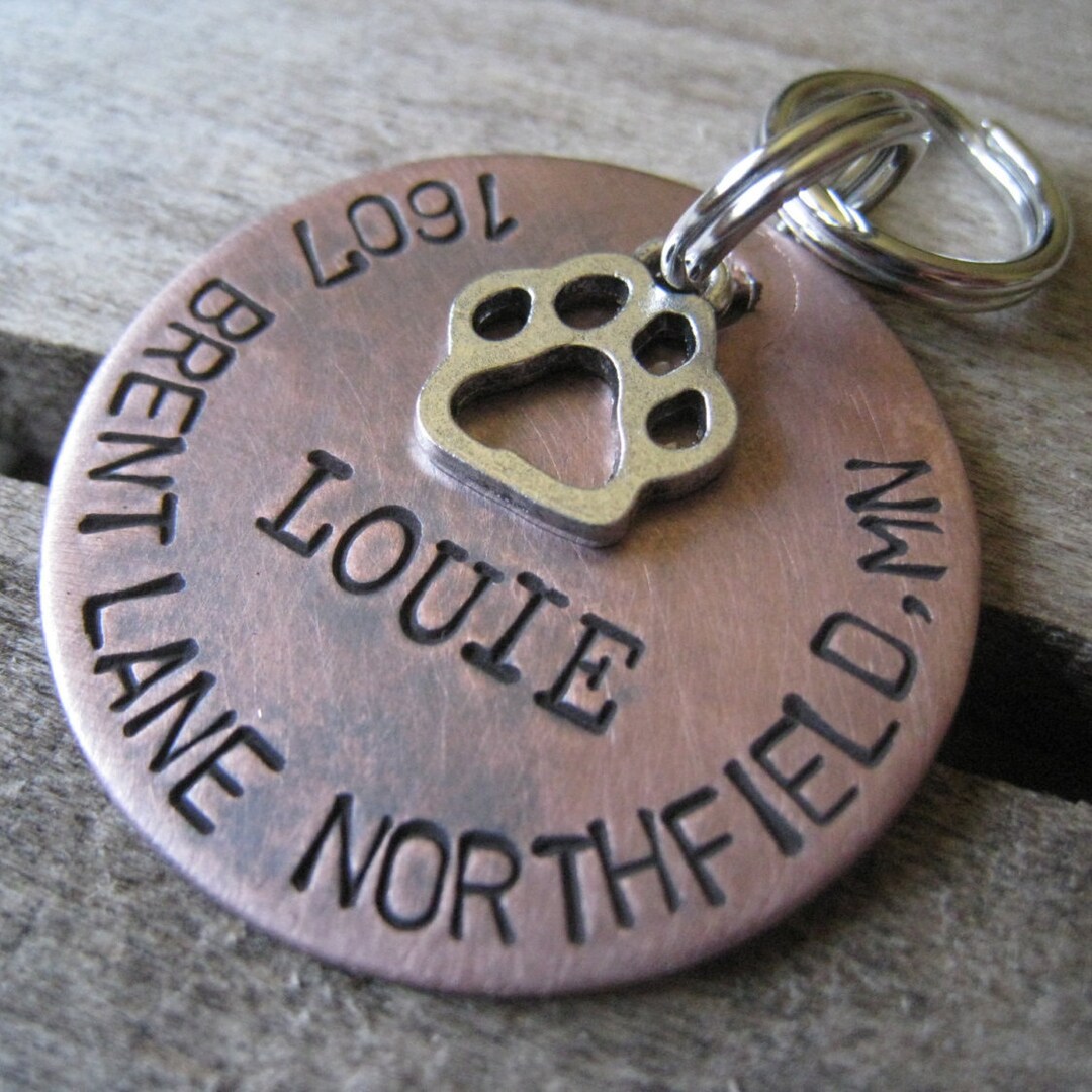 Hand Stamped Pet ID Tag Personalized Pet/dog Tag Dog Collar Tag