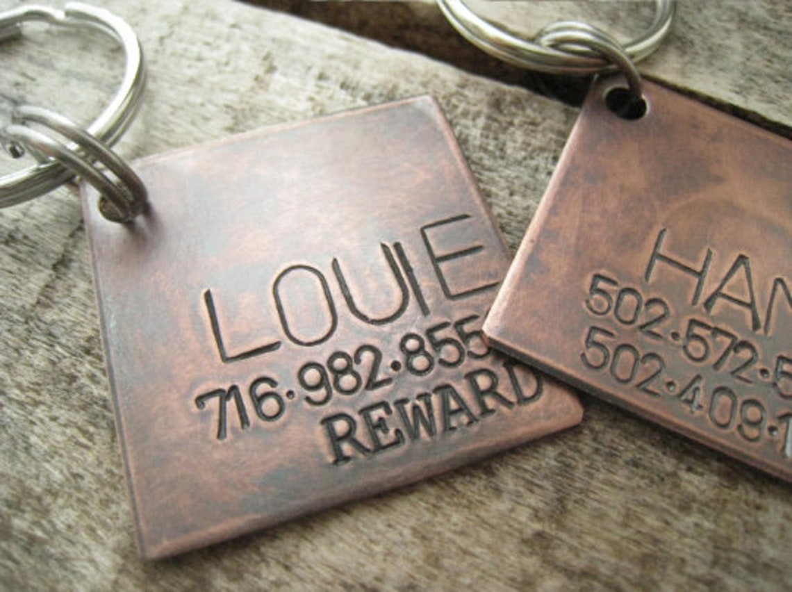 Hand Stamped Pet ID Tag Personalized Pet/dog Tag Dog Etsy