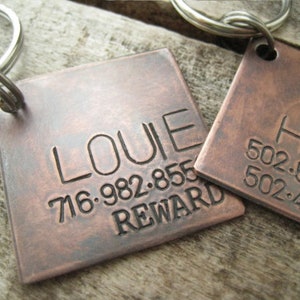 Hand Stamped Pet ID Tag - Personalized Pet/Dog Tag - Dog Collar Tag - Engraved Dog Tag - Handsatmped Pet Tag - Copper  Dog Tag