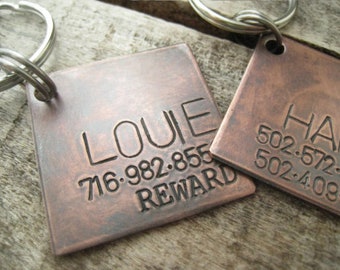 Hand Stamped Pet ID Tag - Personalized Pet/Dog Tag - Dog Collar Tag - Engraved Dog Tag - Handsatmped Pet Tag - Copper  Dog Tag