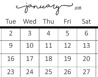 2018 mini calendar