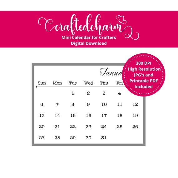 2019 mini calendar digital