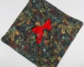 Quilted Table Mat with Pine Cone Home Decor Fabric.  12in. x 12in.  One Table Mat per order. Insulated, 100% cotton heirloom batting.