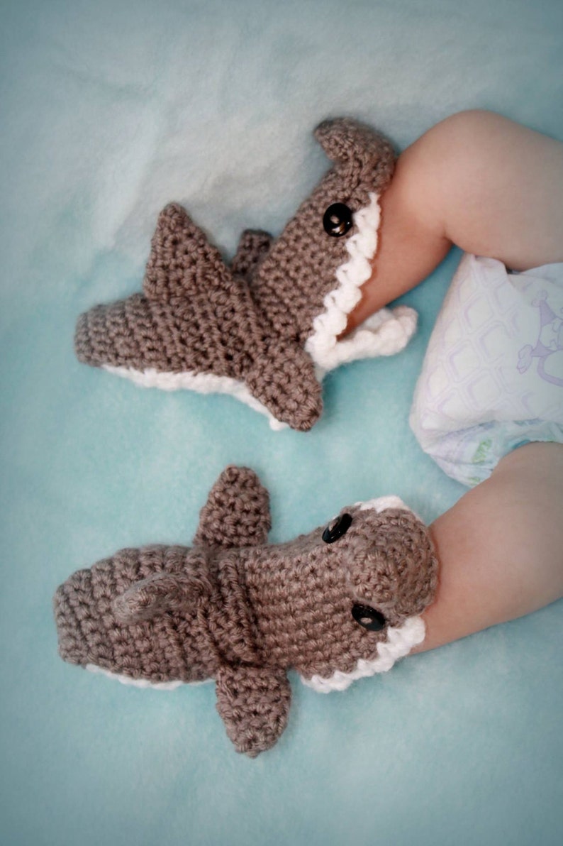 Shark Slippers Crochet Shark Slippers Baby shark shoes Etsy