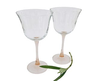 Vintage Pink Coupe Glasses: MCM Barware Set of Two