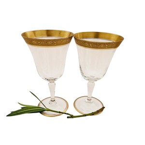 Vintage Tiffin-Franciscan Rambler Rose Clear Water Goblets–Set of 2–Stem 14196, Narrow Optic, 1930–1967/Elegant Glassware/Sweetheart Table