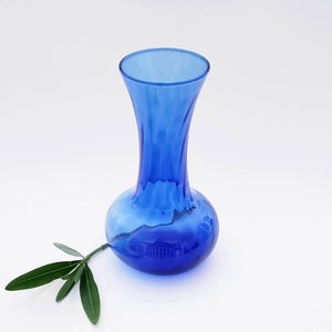 Vintage Cobalt Blue Vase MCM Optical Swirl/Vintage Vase Cobalt Blue Optical Swirl Design Mid Century Modern/Cobalt Blue Decor MCM Vase